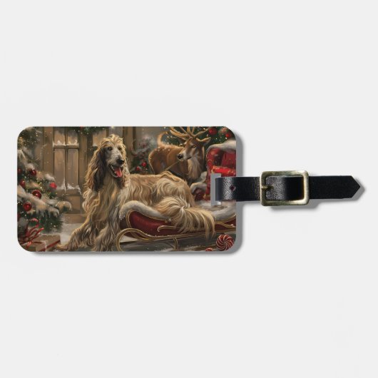 Afghaanse hond Kerstmis Feest Bagagelabel (Voorkant horizontaal)
