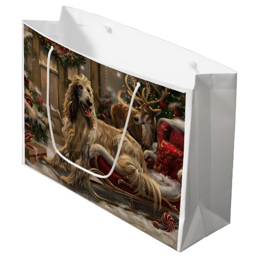 Afghaanse hond Kerstmis Feest Groot Cadeauzakje (Voorkant Gekanteld)