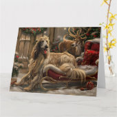 Afghaanse hond Kerstmis Feest Kaart (Gele Bloem)