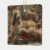 Afghaanse hond Kerstmis Feest Keramisch Ornament (Links)