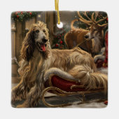 Afghaanse hond Kerstmis Feest Keramisch Ornament (Voorkant)