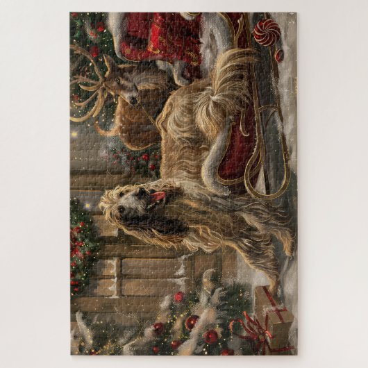 Afghaanse hond Kerstmis Feest Legpuzzel (Verticaal)