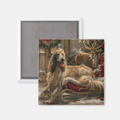 Afghaanse hond Kerstmis Feest Magneet (Voorkant / Achterkant)