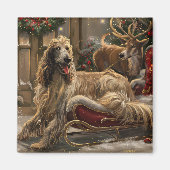 Afghaanse hond Kerstmis Feest Magneet (Voorkant)