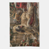Afghaanse hond Kerstmis Feest Theedoek (Verticaal)