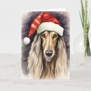 Afghaanse Hond Kerstmis Santa Paws Feestelijk Bedankkaart