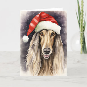 Afghaanse Hond Kerstmis Santa Paws Feestelijk Bedankkaart