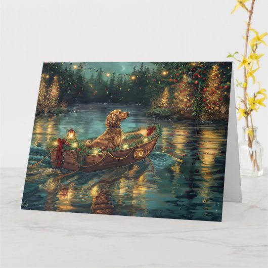 Afghaanse hond kerstvakantie kaart (Gele Bloem)