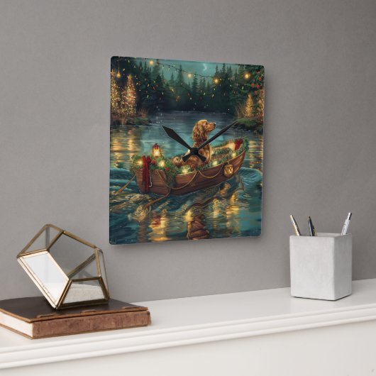 Afghaanse hond kerstvakantie vierkante klok (Kantoor)