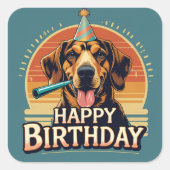 Afghaanse hond kleurrijk vierkante sticker (Voorkant)