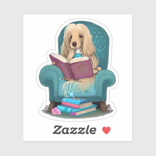 Afghaanse hond leest een boek sticker (Vel)