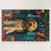 Afghaanse hond met kerstcadeaus open haard legpuzzel (Horizontaal)