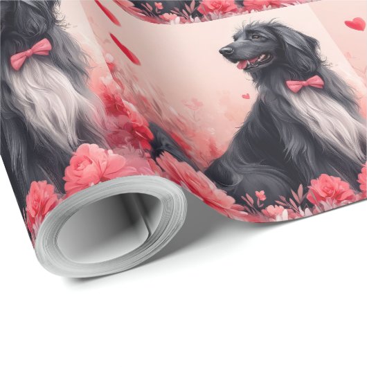 Afghaanse hond met Rozen - Valentijnsdag Cadeaupapier (Rol Hoek)