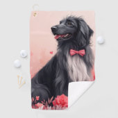 Afghaanse hond met Rozen - Valentijnsdag Golfhanddoek (Insitu)