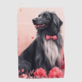 Afghaanse hond met Rozen - Valentijnsdag Golfhanddoek (Voorkant)
