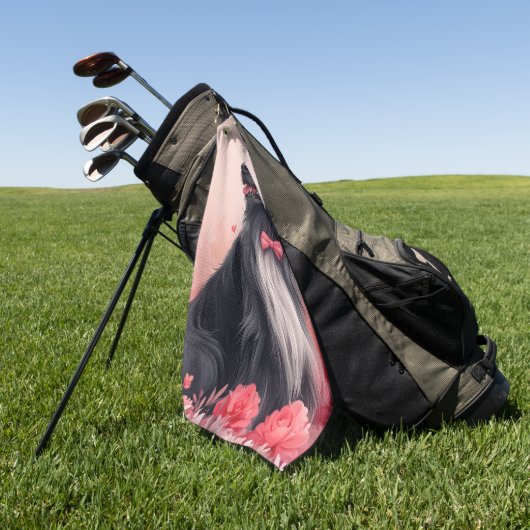 Afghaanse hond met Rozen - Valentijnsdag Golfhanddoek (Groen)