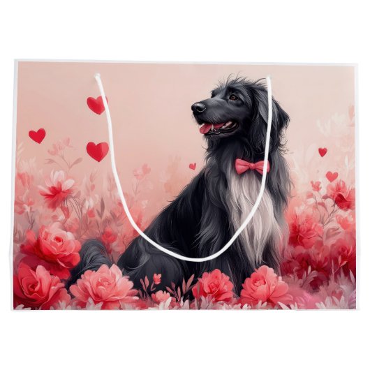 Afghaanse hond met Rozen - Valentijnsdag Groot Cadeauzakje (Achterkant)