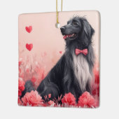 Afghaanse hond met Rozen - Valentijnsdag Keramisch Ornament (Links)