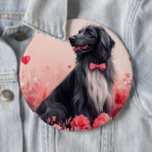 Afghaanse hond met Rozen - Valentijnsdag Ronde Button 6,0 Cm (In situ)