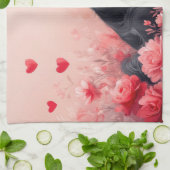 Afghaanse hond met Rozen - Valentijnsdag Theedoek (Gevouwen)