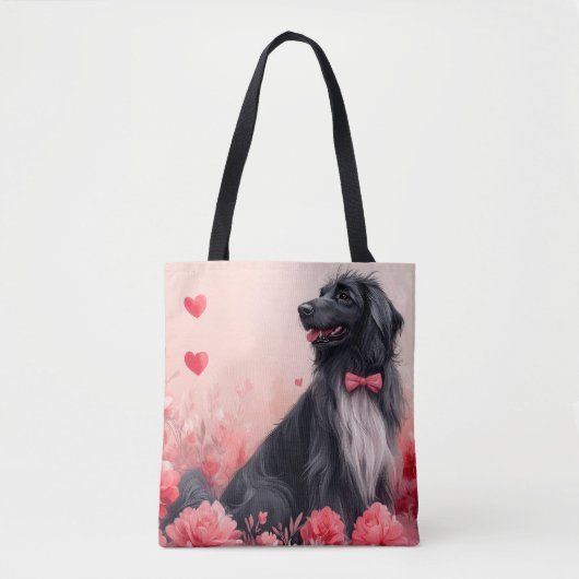 Afghaanse hond met Rozen - Valentijnsdag Tote Bag (Voorkant)