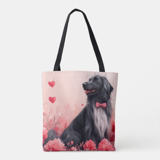 Afghaanse hond met Rozen - Valentijnsdag Tote Bag (Achterkant)