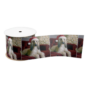 Afghaanse hond met Sinterklaas Pet Satijnen Lint