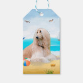 Afghaanse hond op strand cadeaulabel (Voorkant)