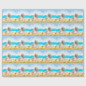 Afghaanse hond op strand cadeaupapier (Vlak)