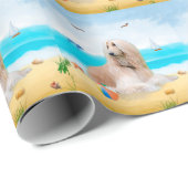 Afghaanse hond op strand cadeaupapier (Rol Hoek)