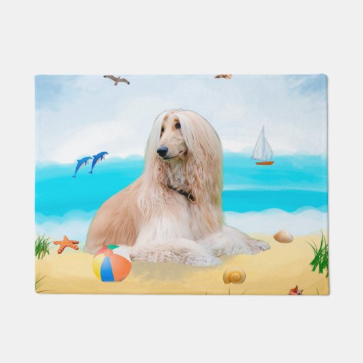Afghaanse hond op strand deurmat (Voorkant)