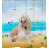 Afghaanse hond op strand douchegordijn (Voorkant)