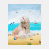 Afghaanse hond op strand fleece deken (Voorkant)