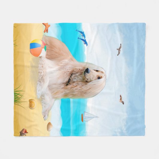 Afghaanse hond op strand fleece deken (Voorkant (Horizontaal))
