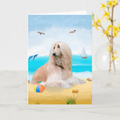 Afghaanse hond op strand kaart (Gele Bloem)