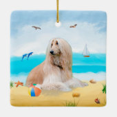 Afghaanse hond op strand keramisch ornament (Achterkant)