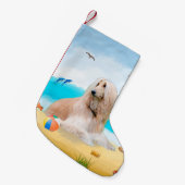 Afghaanse hond op strand kleine kerstsok (Voorkant (Hangend))