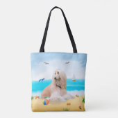 Afghaanse hond op strand tote bag (Achterkant)
