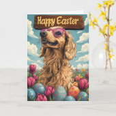 Afghaanse hond paaseieren kaart (Gele Bloem)