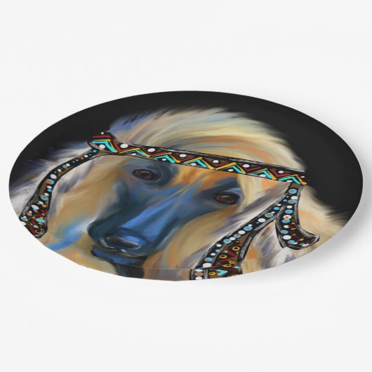 Afghaanse hond papieren bordje (Gekanteld)