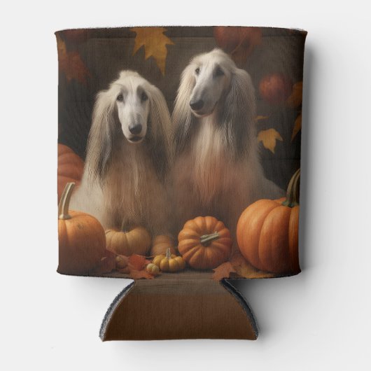 Afghaanse hond Puppy Herfst Delight Pompoen Blikjeskoeler (Voorkant)