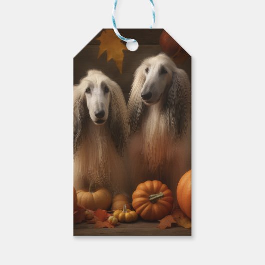 Afghaanse hond Puppy Herfst Delight Pompoen Cadeaulabel (Voorkant)