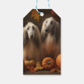 Afghaanse hond Puppy Herfst Delight Pompoen Cadeaulabel (Achterkant)