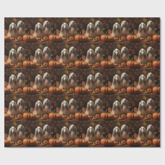Afghaanse hond Puppy Herfst Delight Pompoen Cadeaupapier (Vlak)