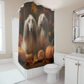 Afghaanse hond Puppy Herfst Delight Pompoen Douchegordijn (In situ)