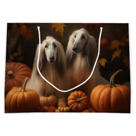 Afghaanse hond Puppy Herfst Delight Pompoen Groot Cadeauzakje (Voorkant)