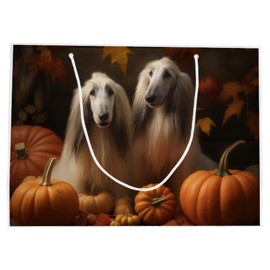 Afghaanse hond Puppy Herfst Delight Pompoen Groot Cadeauzakje (Achterkant)