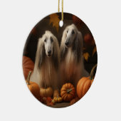 Afghaanse hond Puppy Herfst Delight Pompoen Keramisch Ornament (Rechts)