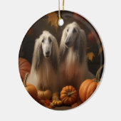 Afghaanse hond Puppy Herfst Delight Pompoen Keramisch Ornament (Links)