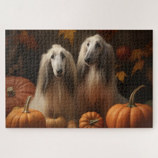 Afghaanse hond Puppy Herfst Delight Pompoen Legpuzzel (Horizontaal)